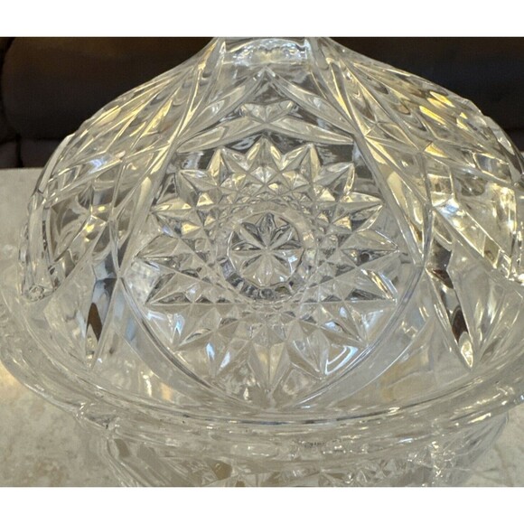 Large VTG HOFBAUER Style German Cut Crystal Lidded Candy Dish West Germany 1950s - Picture 3 of 5